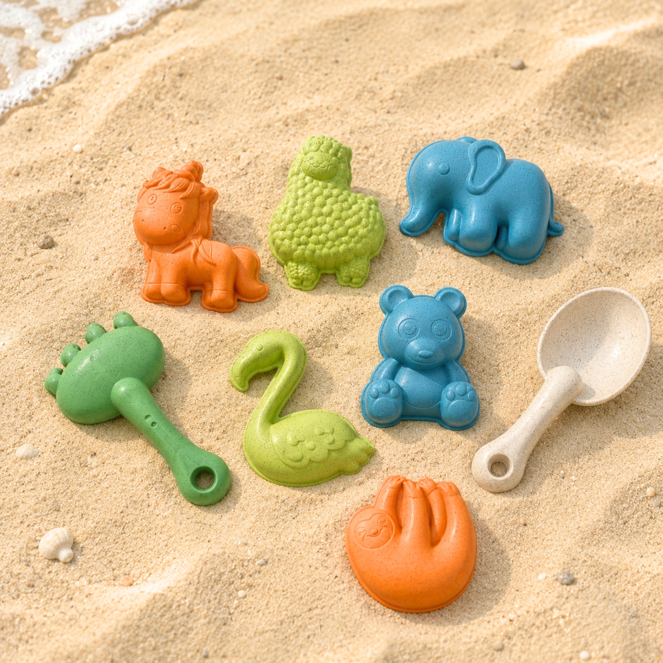 Conjunto de balde de areia verde Woopie com carro 11 peças. Material Orgânico Biodegradável