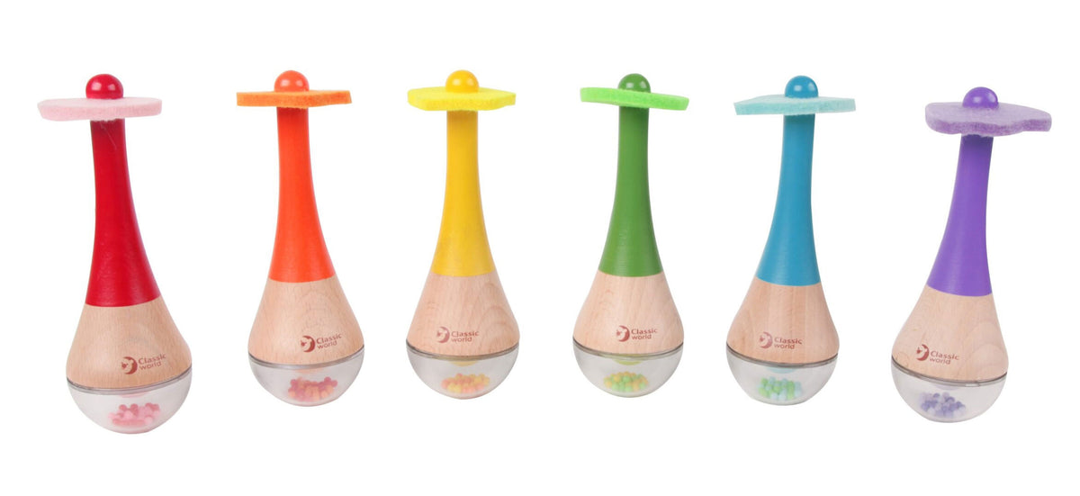 Classic World Rammelaar 2 In 1 Houten Regenboog Maracas Instrument 1 St.