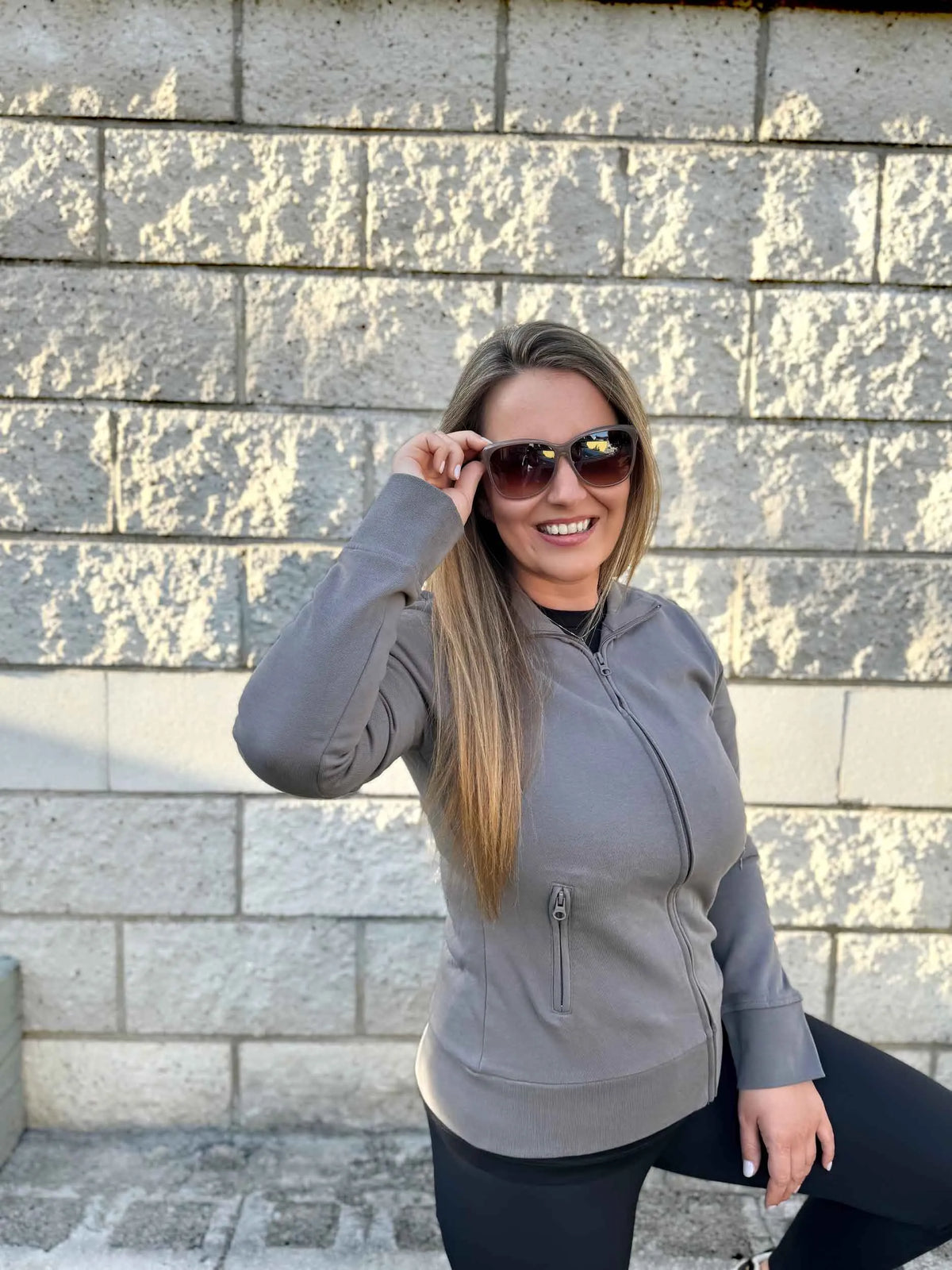Women's Sweatshirt Promodoro Jacket Stand-up Collar Grey