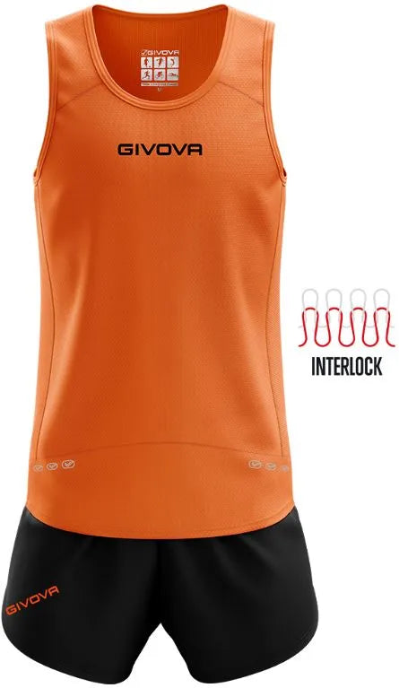 Conjunto Running Givova Kit New York Naranja-negro Naranja