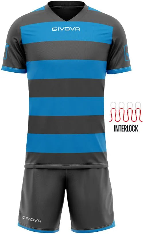 Completo sportivo Givova Rugby Grigio-Blu turchese