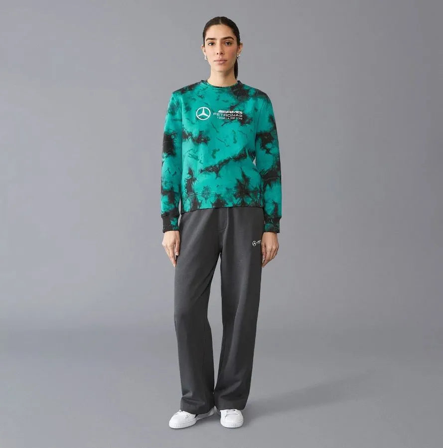 Women's Sweatshirt Mercedes Wmns Mapf1 Fw Tie Dye Crew Neck Sweatshirt Mult Green