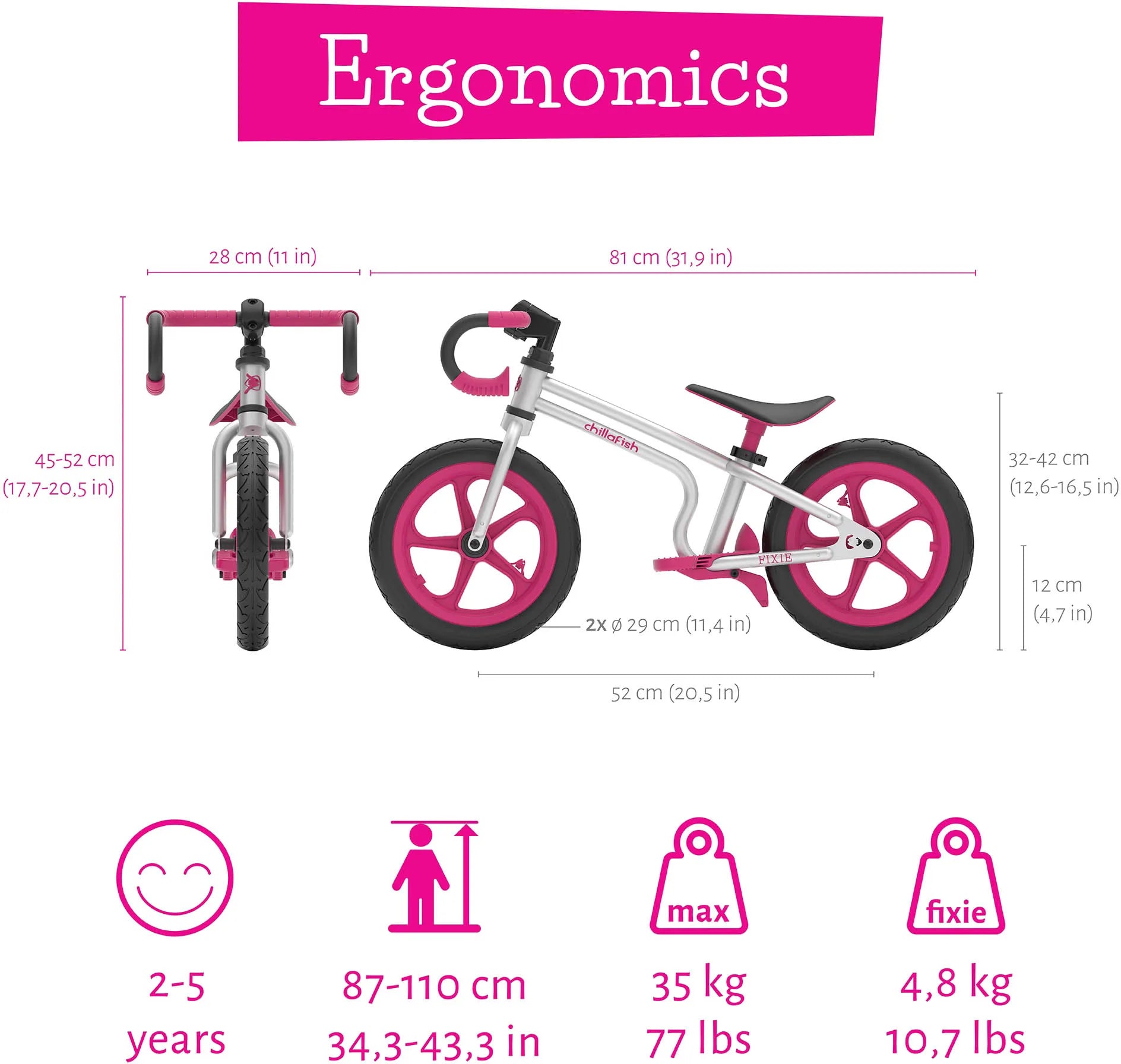 Rothar iarmhéid leanaí chillafish fixie bándearg iarmhéid rothar bándearg