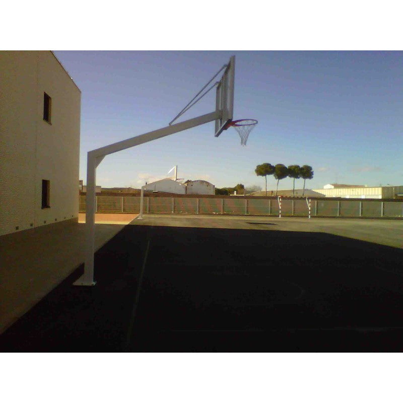Fixed Single-tube Basketball Hoop Set 140x140 Mm With Anchor Base 2.25 M Projection
