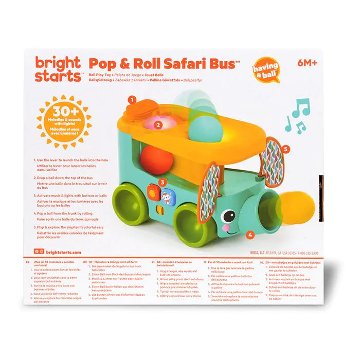 Играчка с топка Bright Starts Pop & Roll Safari Bus