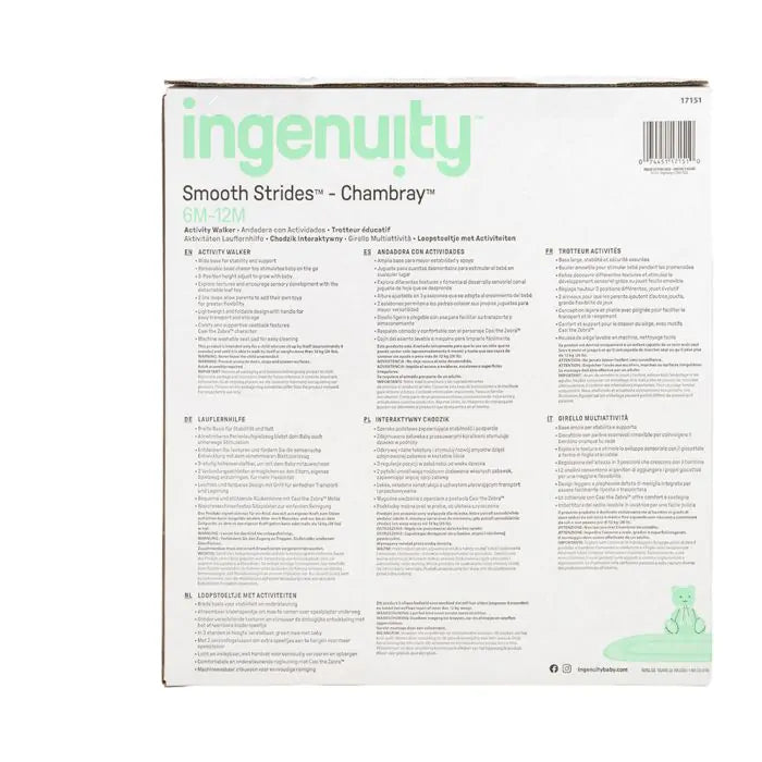 Ingenuity Smooth Strides Activity Walker Chambray