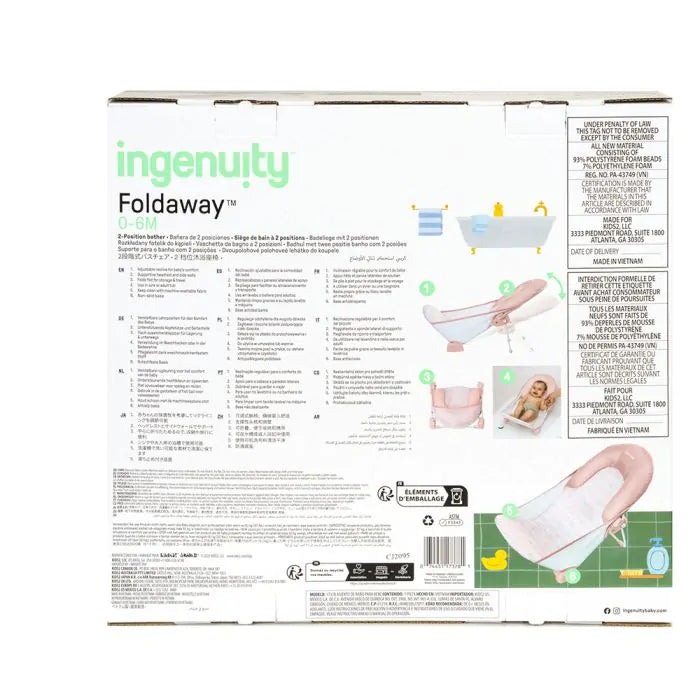 Ingenuity Foldaway 2 Position Bath - Pink