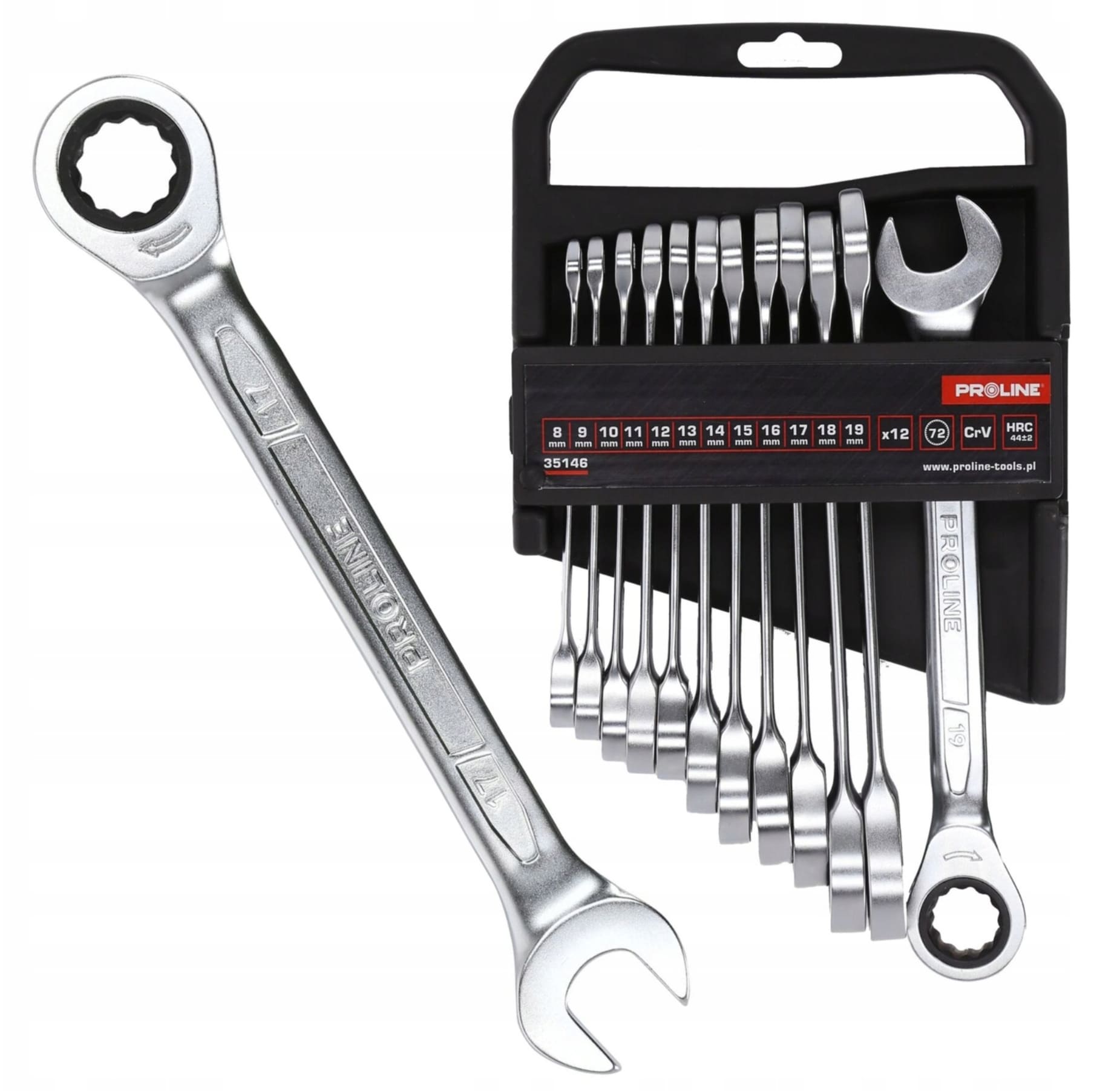 U-ring Wrench Set 12 Pieces (8-19 Mm) With 72 Tooth Ratchet Crv Proline