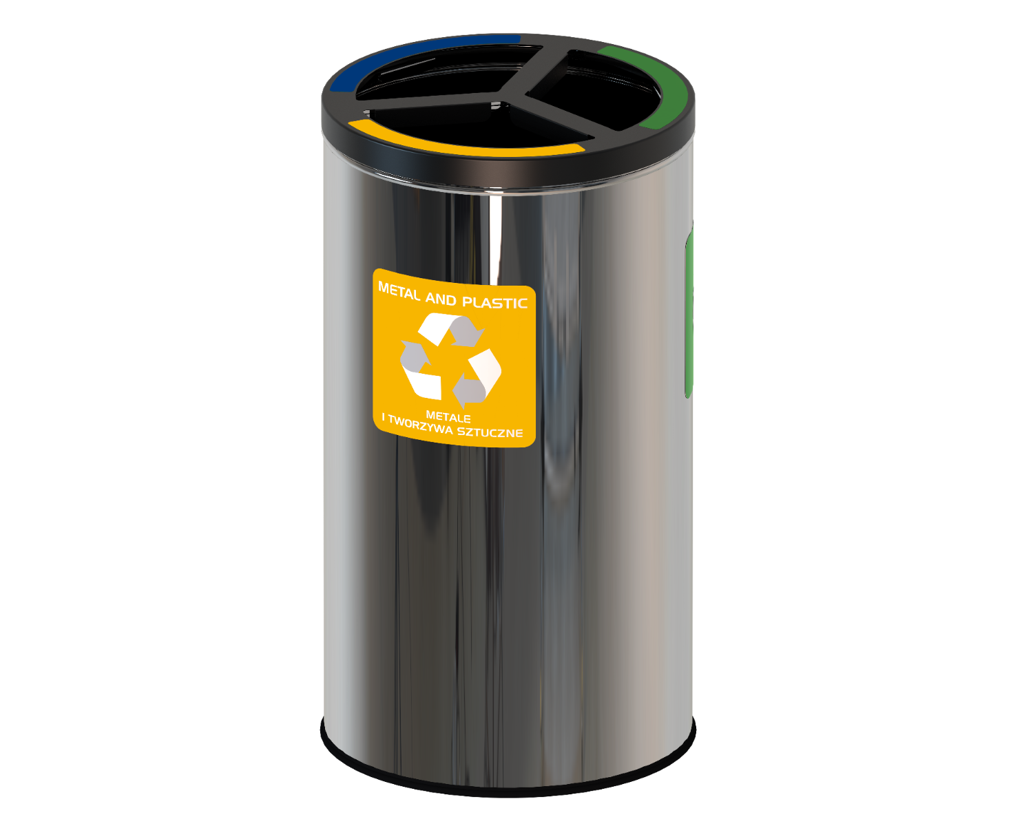 Alda Kulatý ocelový recyklační koš 3x25l - Žlutá - Modrá - Zelená