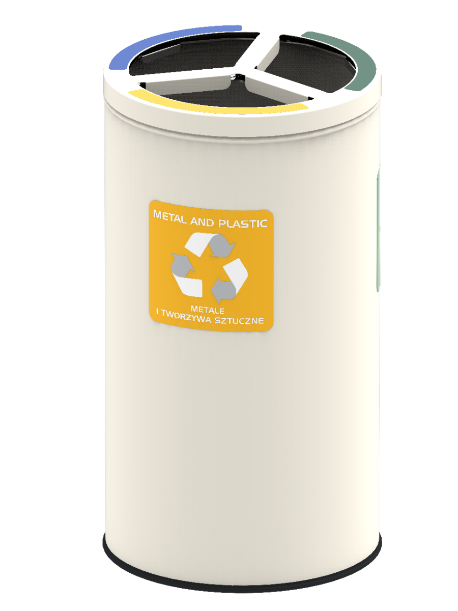 Alda Round White Recyklační koš 3x25l - Žlutá - Modrá - Zelená