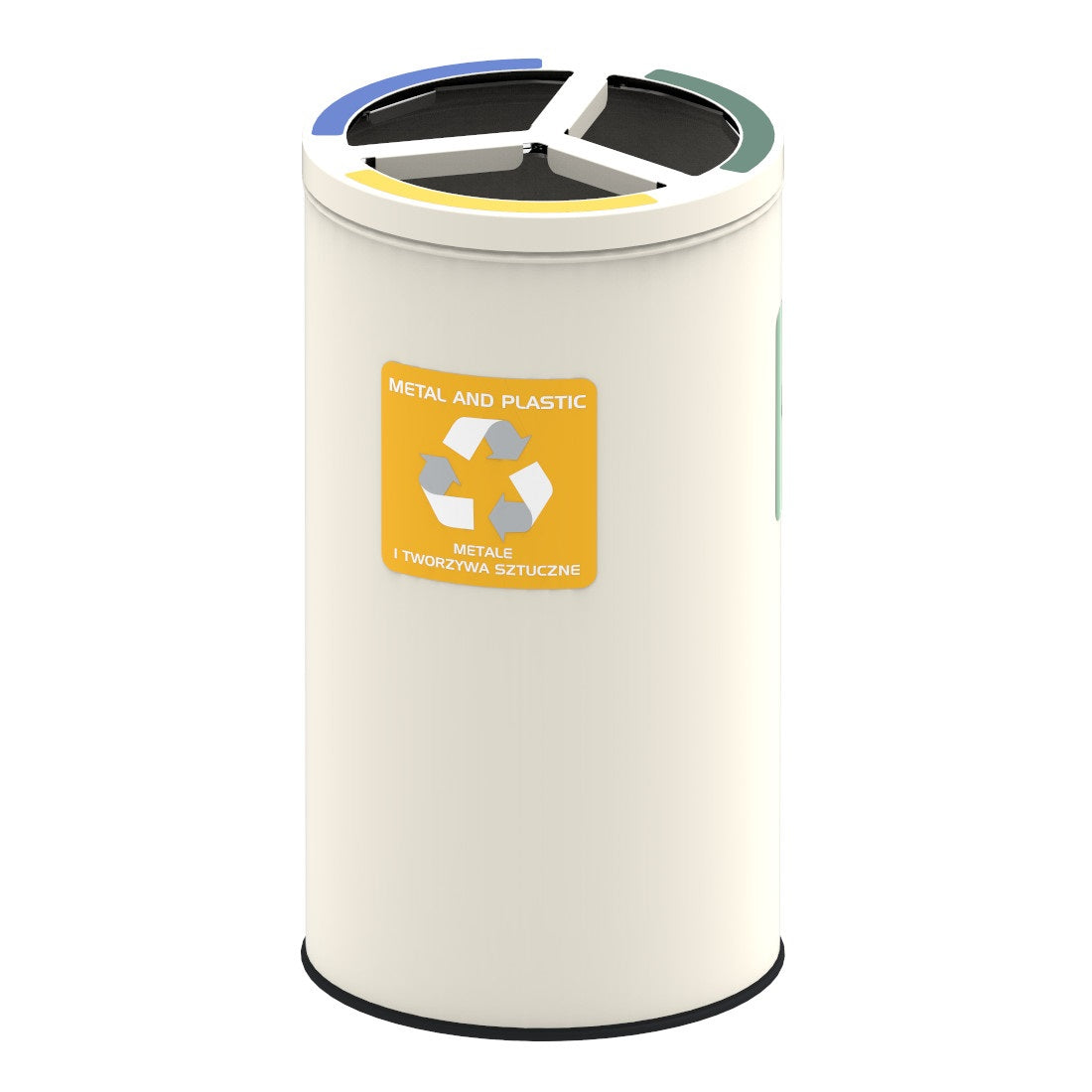 Alda Round White Recyklační koš 3x25l - Žlutá - Modrá - Zelená