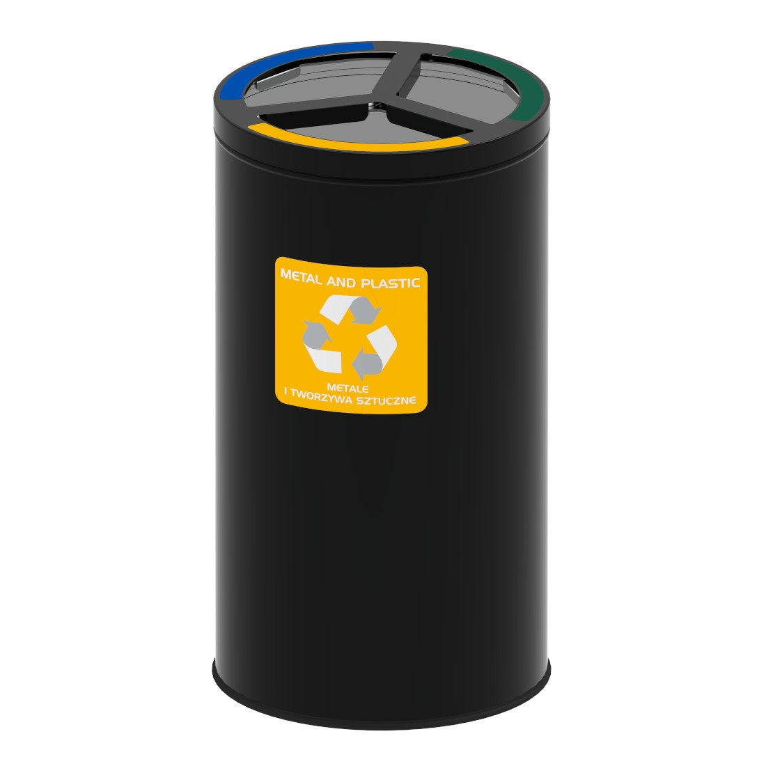 Alda Round White Recyklační koš 3x25l - Žlutá - Modrá - Zelená