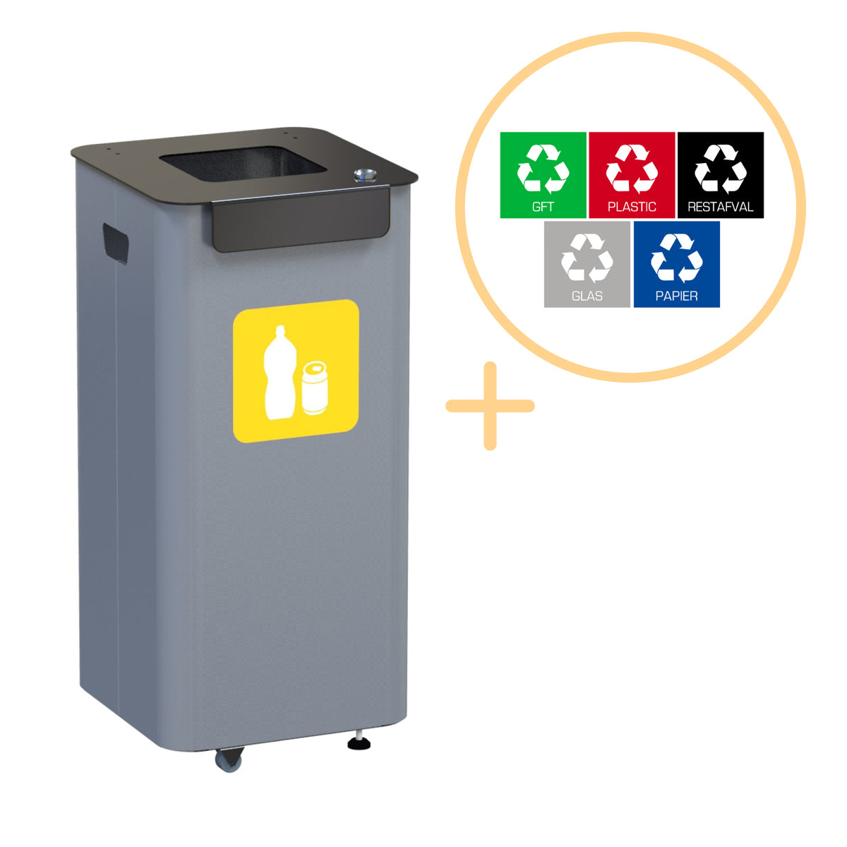 Alda Eco - Modularer Abfallbehälter 70l - Gelb