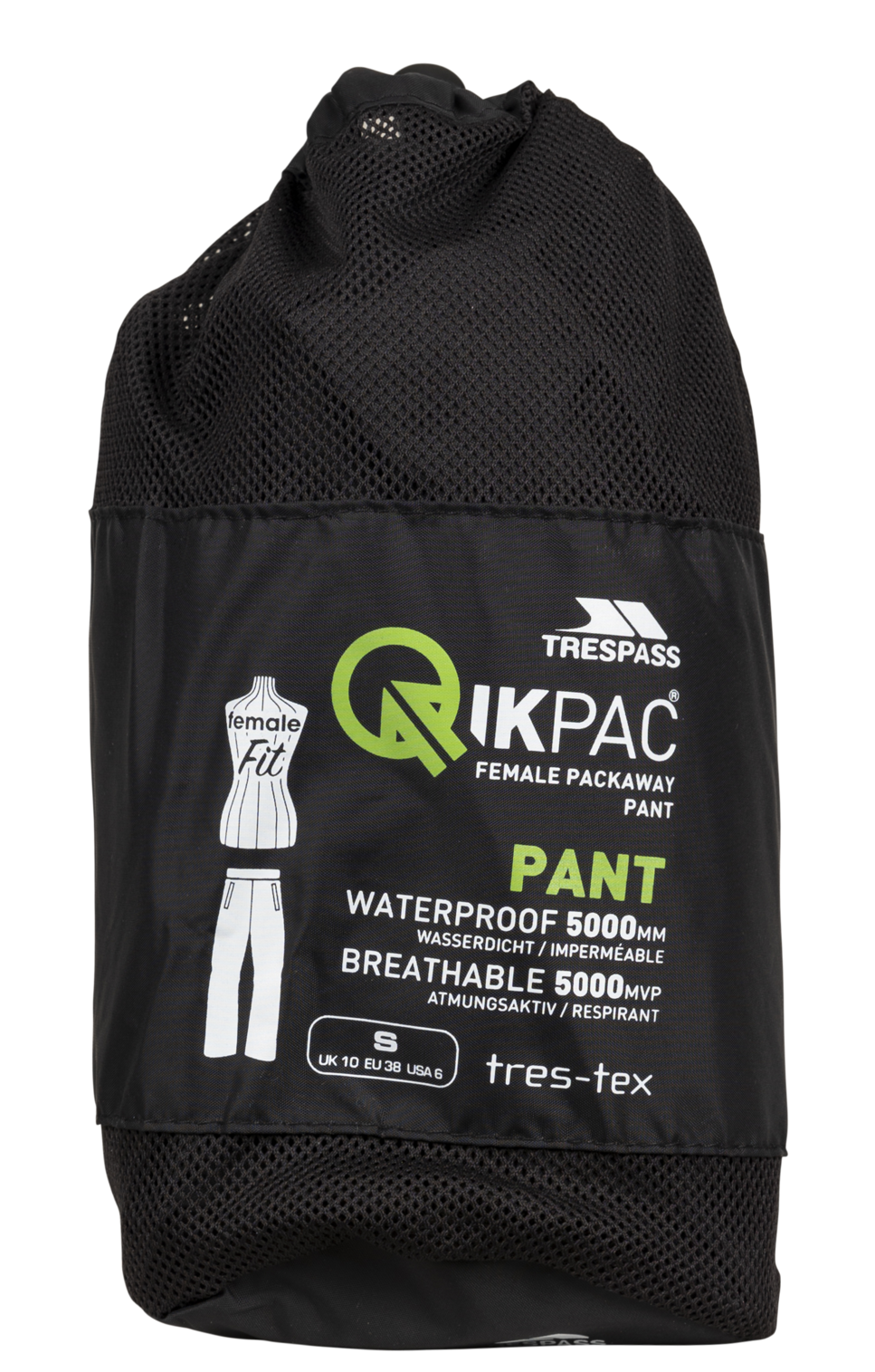 Spodnie Trespass Qikpac – damskie Packaway Trs, czarne