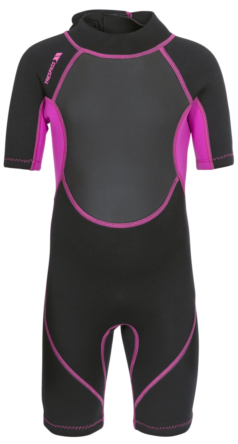 Trespass Astor - Combinaison courte 3 mm pour enfants Noir / Rose Passion