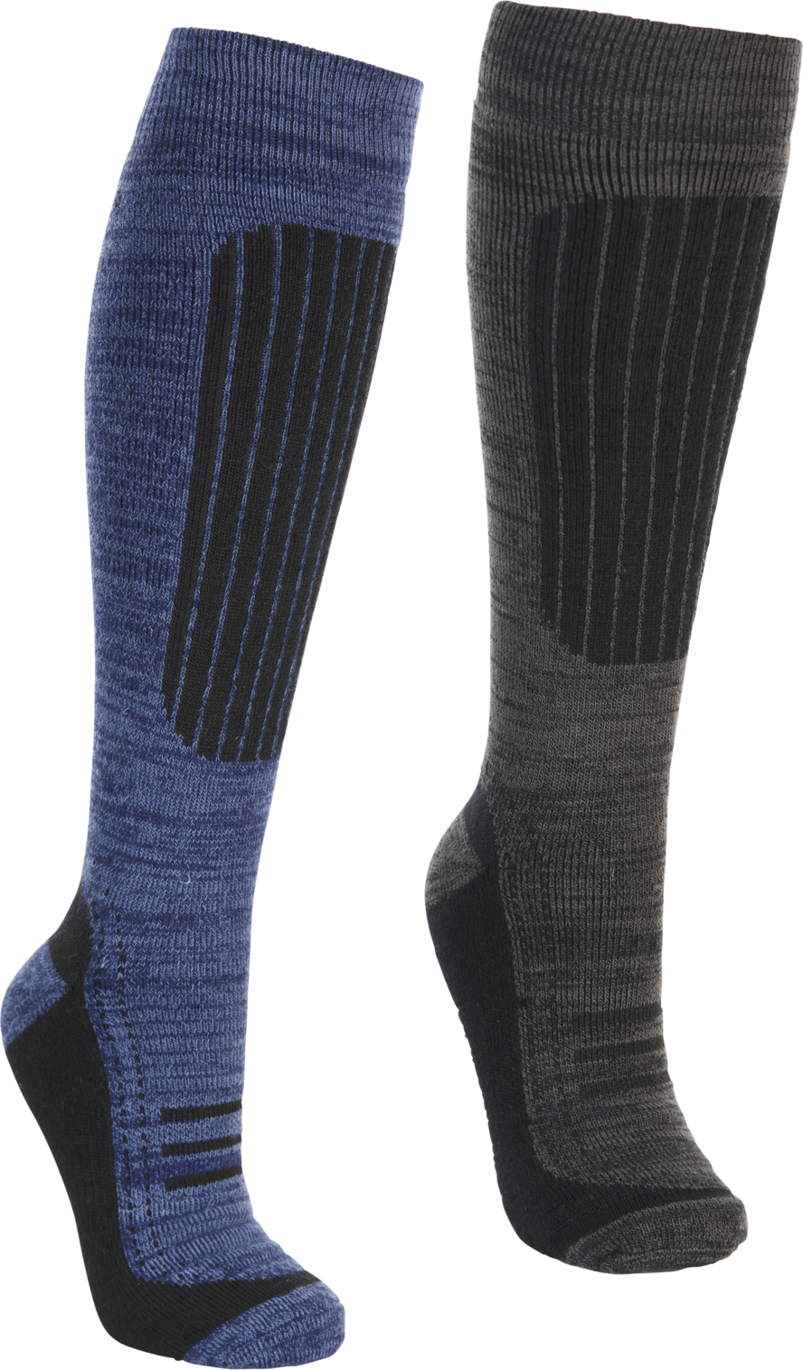 Trespass Langdon Ii - Chaussettes de ski pour hommes (Pack de 2 paires) Navy/ Carbon Melange