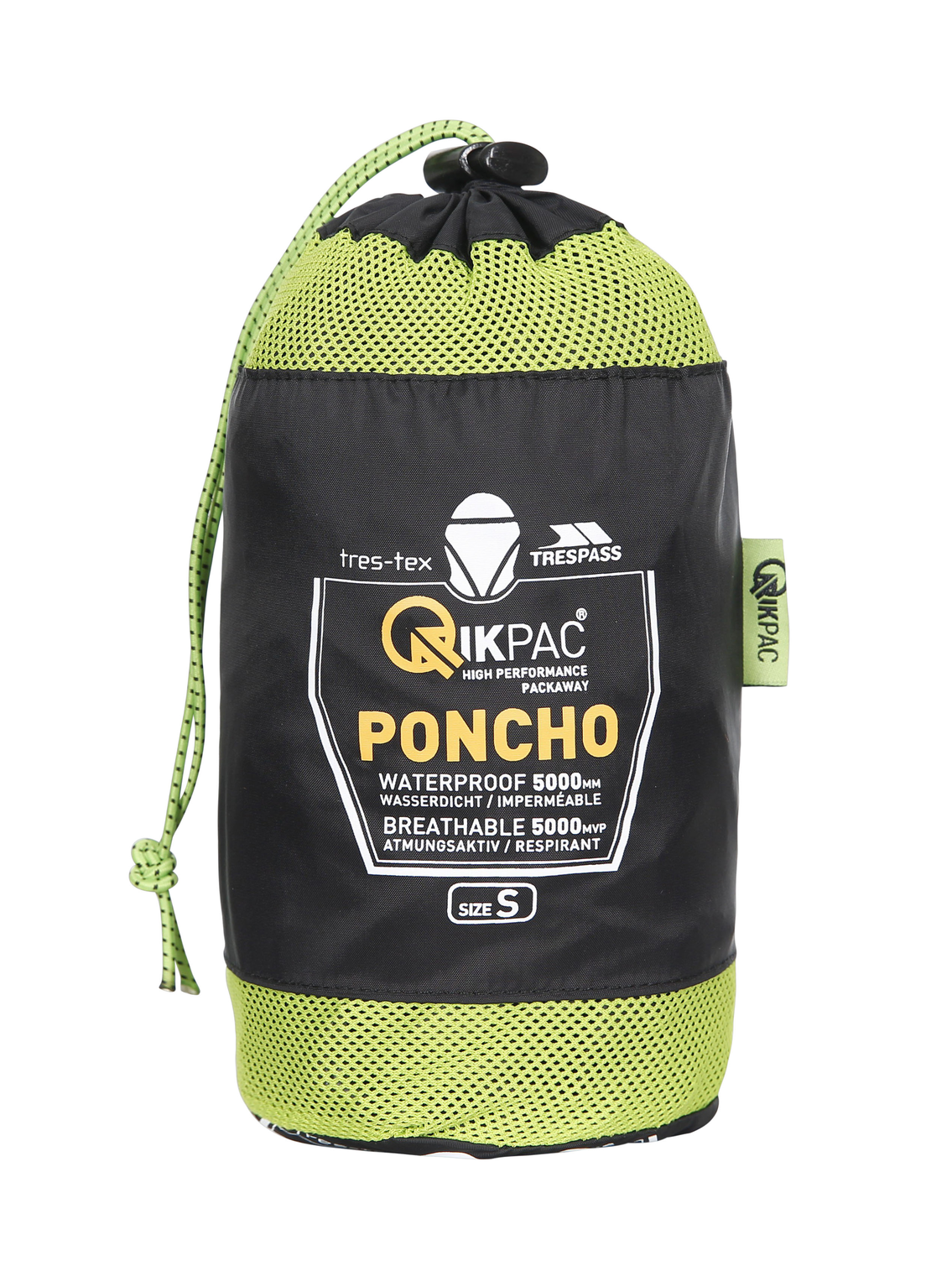 Trespass Qikpac Poncho – Unisex Packaway Poncho Schwarz