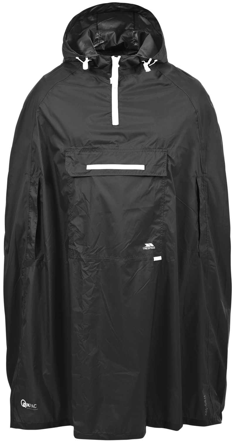 Trespass Qikpac Poncho – Unisex Packaway Poncho Schwarz
