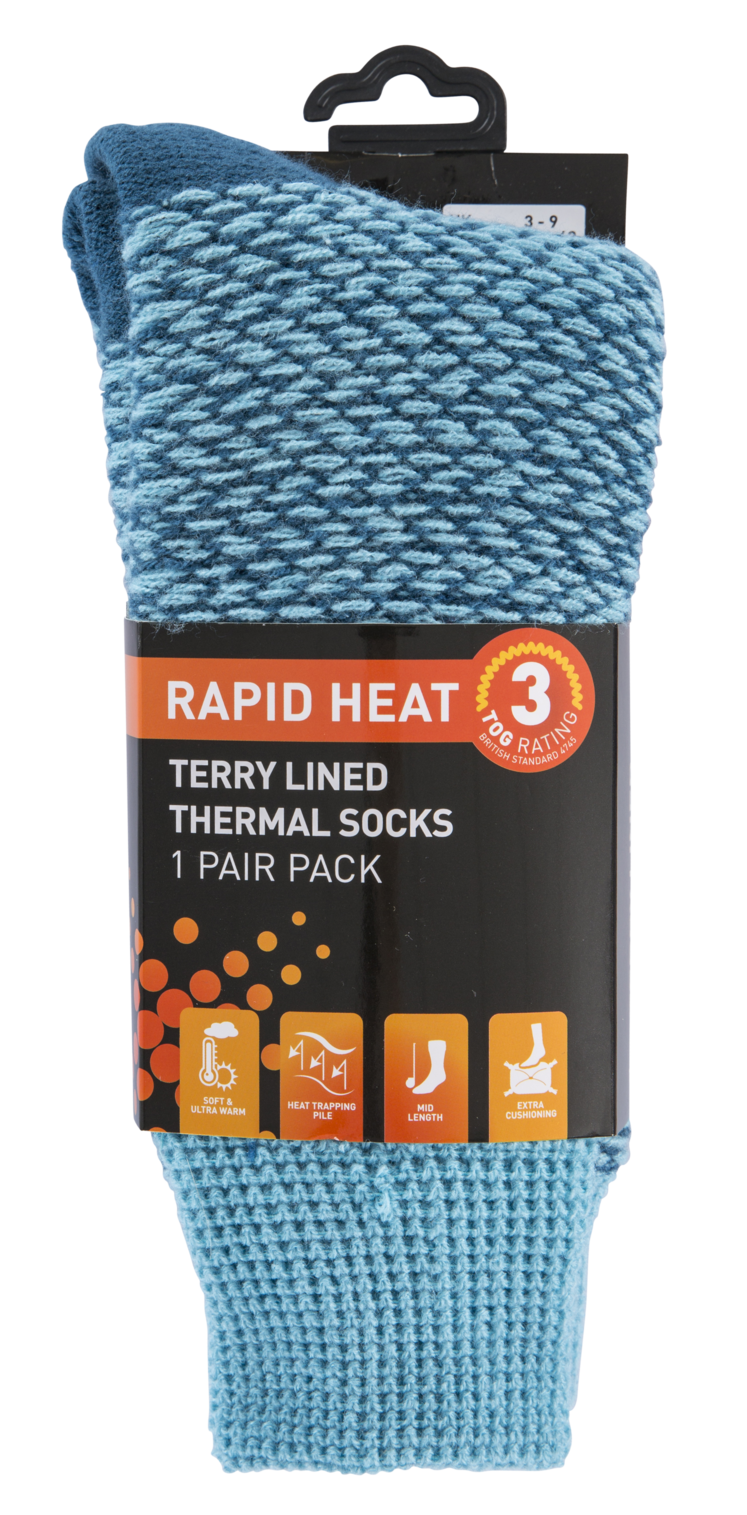 Trespass Thermski - Tog Rated Ultra grube skarpety z wyściółką frotte Nordic Stripe