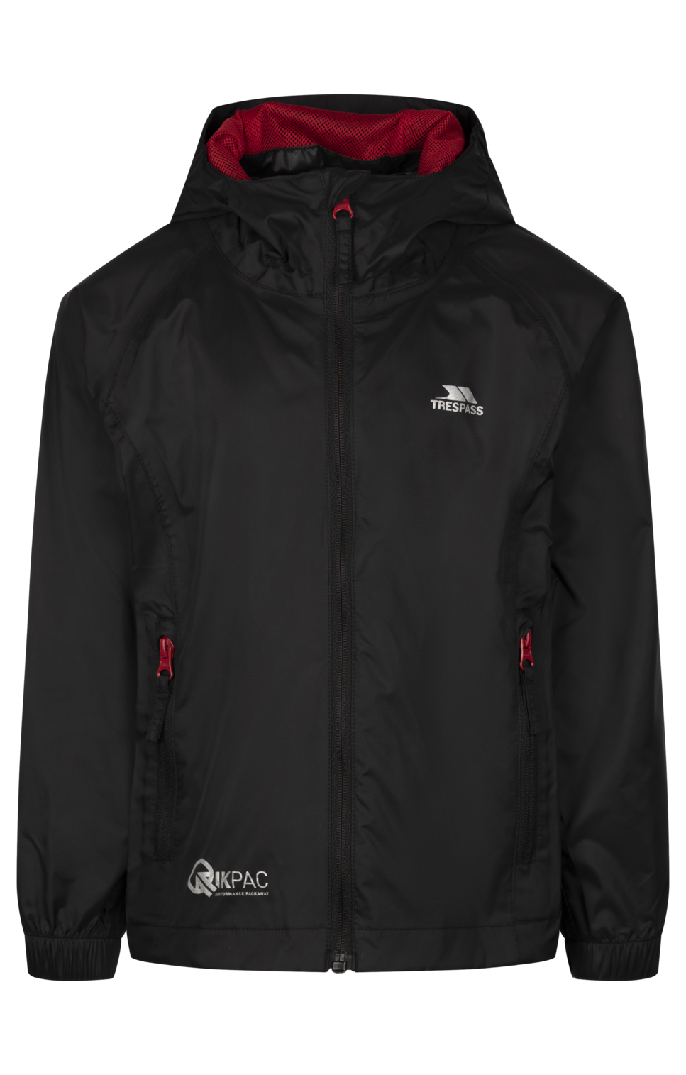Giacca Trespass Qikpac - Packaway Jkt unisex per bambini Nero/rosso