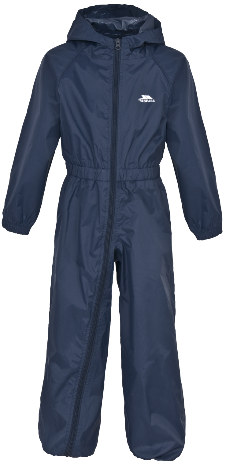 Trespass Button - Babies Rain Suit Navy Blue