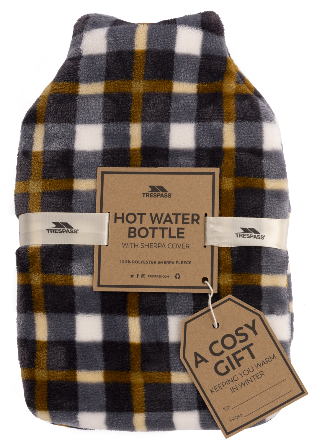 Trespass Hugme - Pvc Hot Water Bottle With Cover Honeybee Check