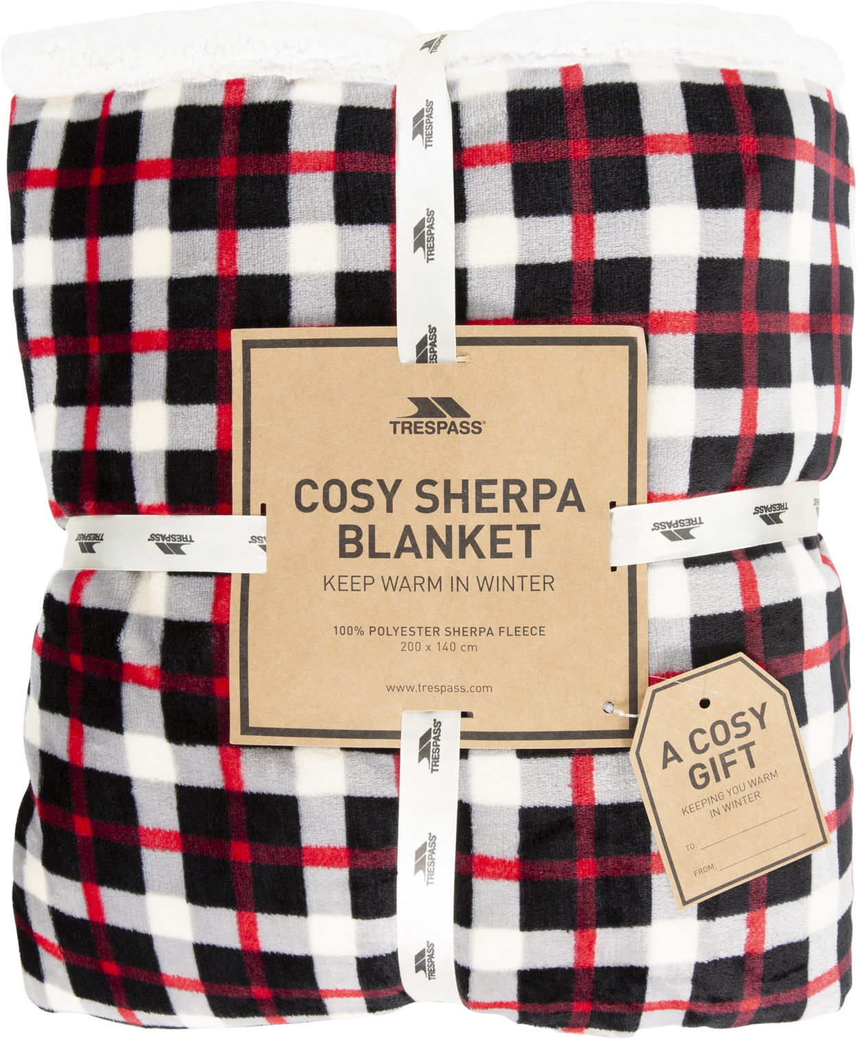 Trespass Vallon - Sherpa Blanket Red Check