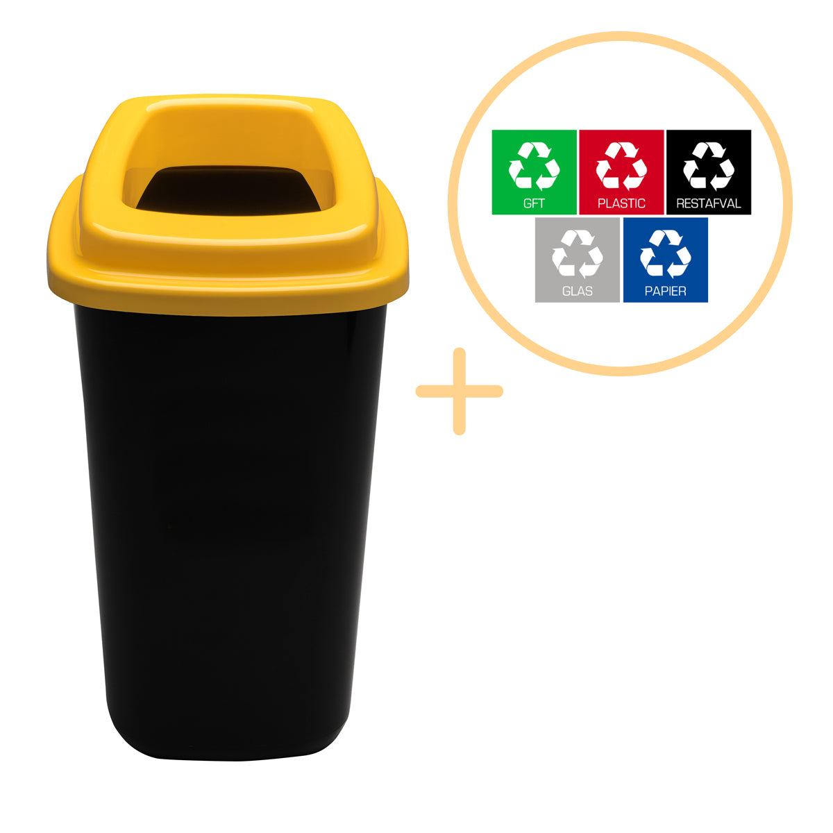 Plafor - Sort Beholder 45l - Genbrug - Gul