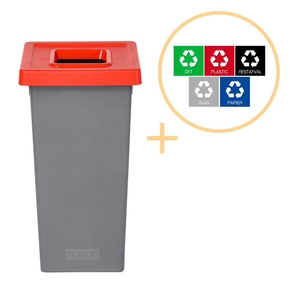 Plafor - Fit Prullenbak 75l – Recycling – Rot