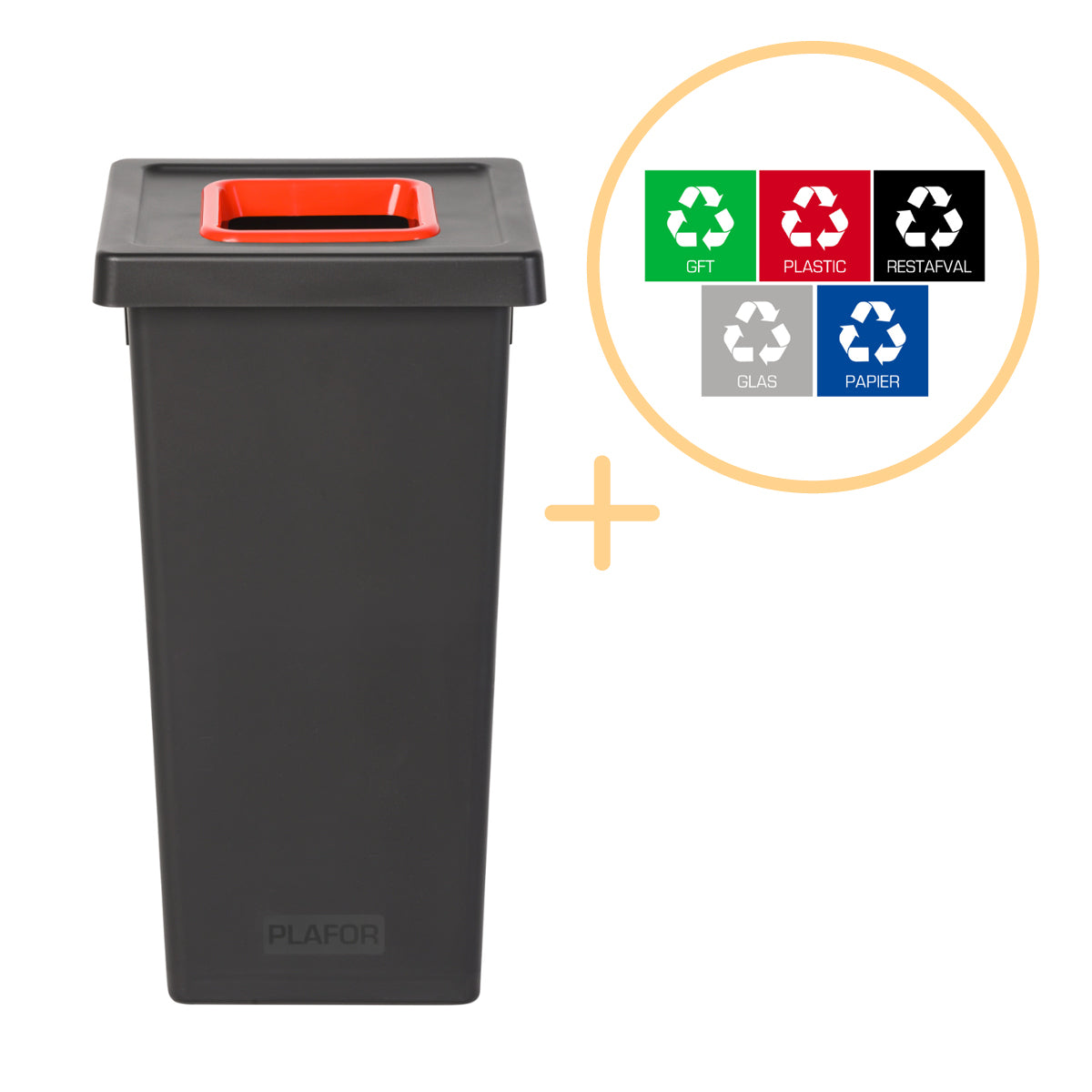 Plafor - Fit Prullenbak 75l – Recyclage – Rouge