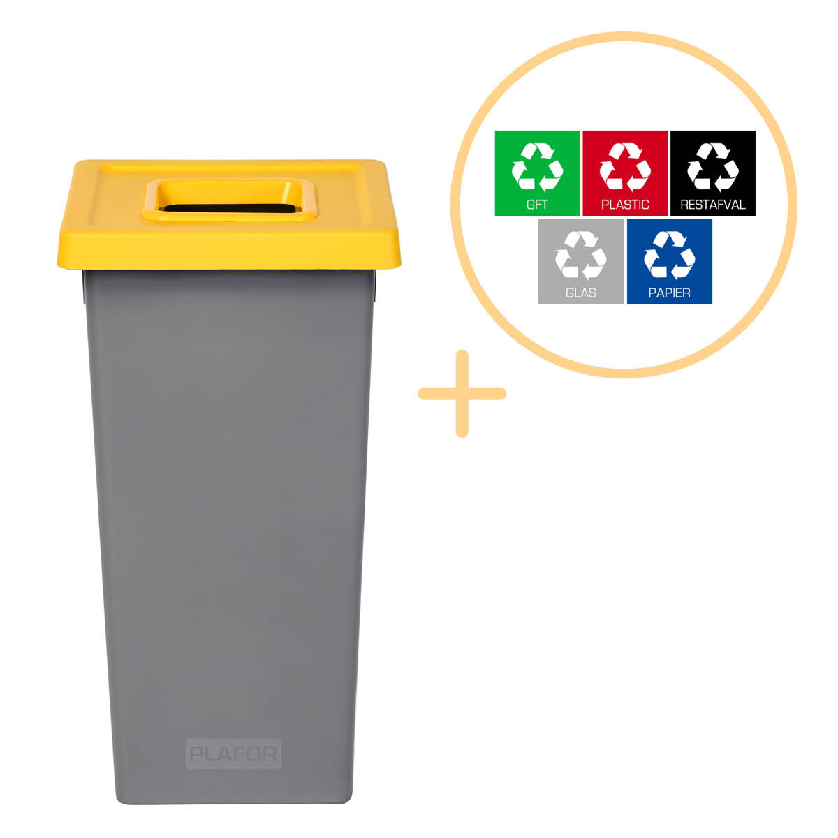 Plafor - Fit Prullenbak 75l – Recycling – Gelb
