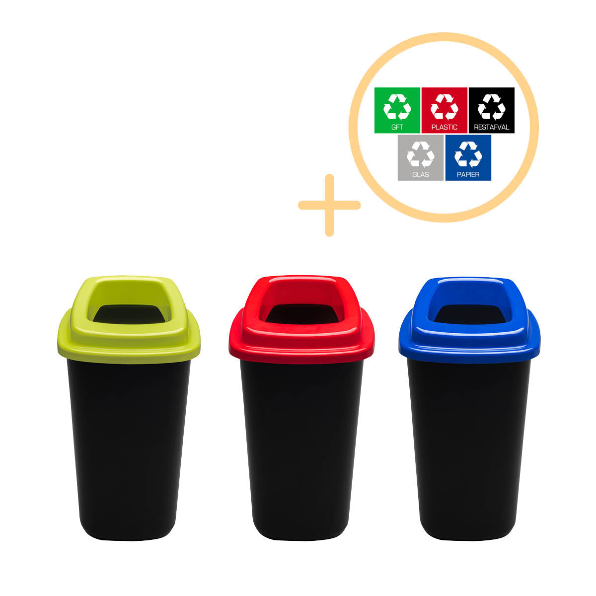 Plafor Sort Bin 28l – Set Of 3 - Blue/green/red + Sticker Set