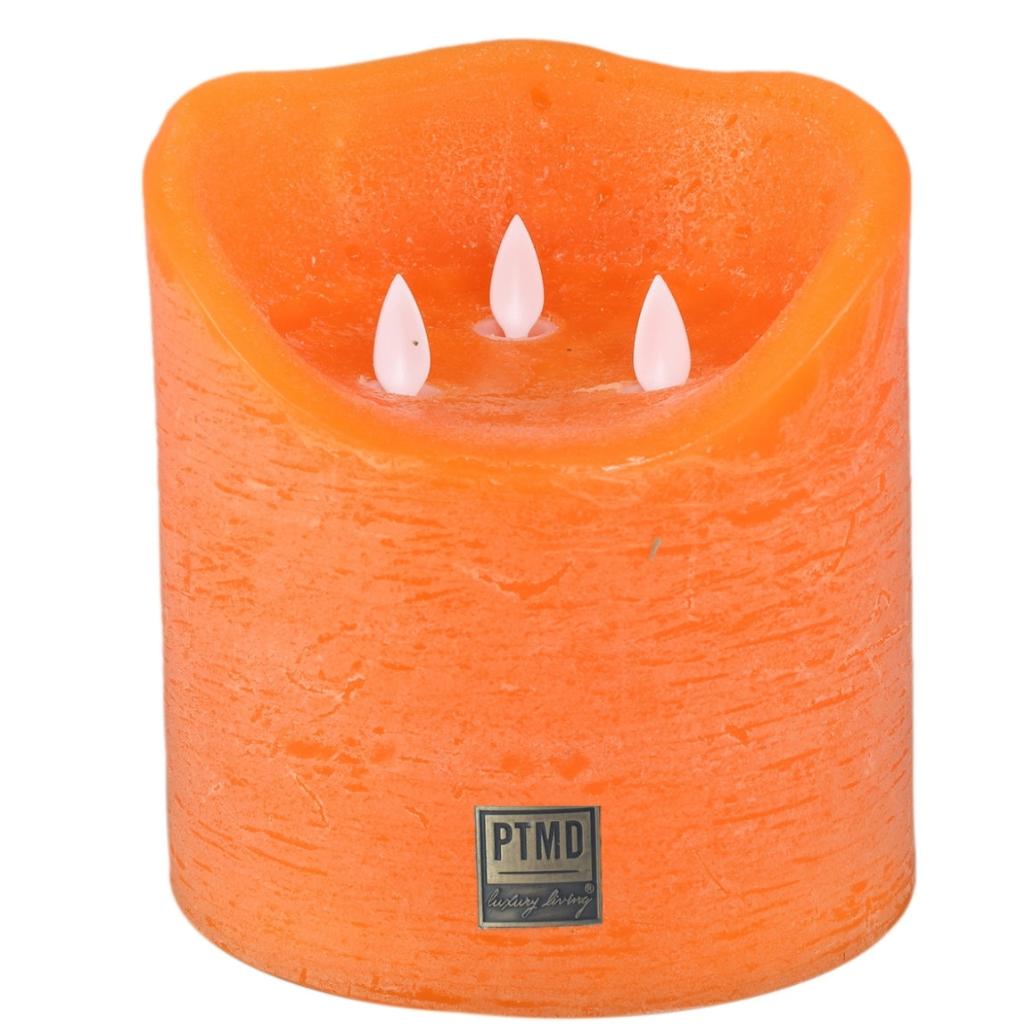 Ptmd Led Battery-operated Pillar Candle Xxl Orange 15 X 15 Cm