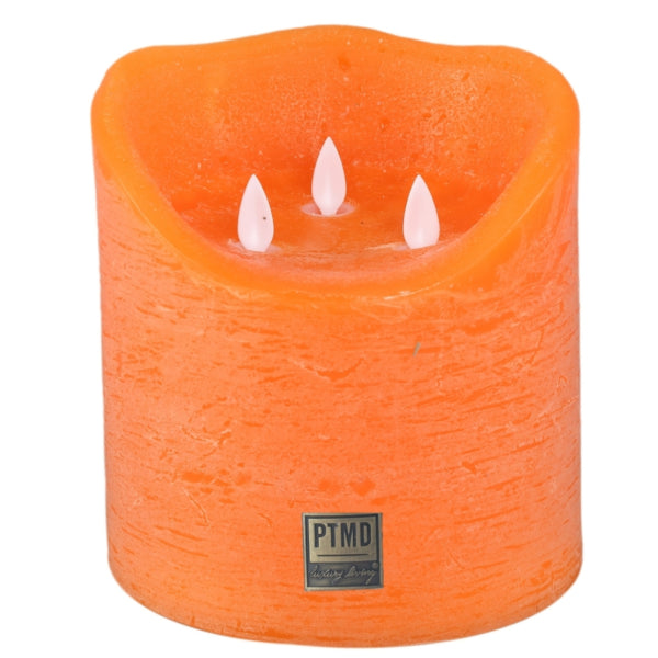 Ptmd Led Battery-operated Pillar Candle Xxl Orange 15 X 15 Cm
