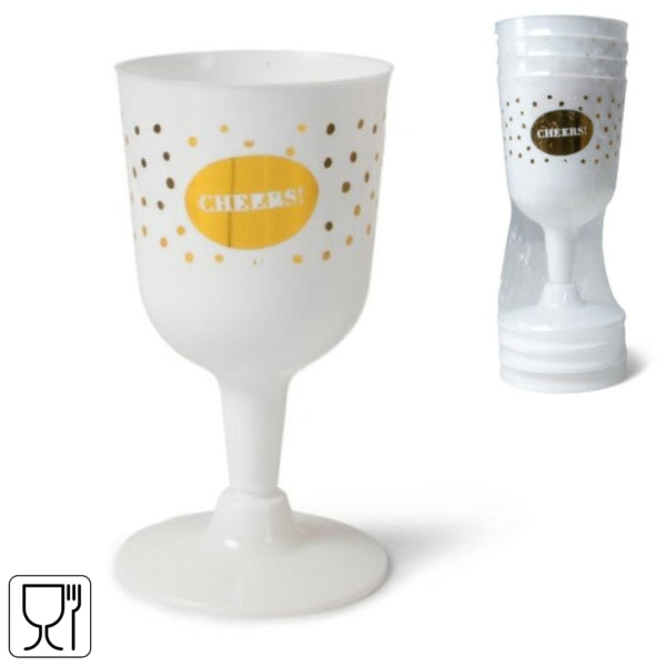 Senza Wine Glasses White/gold 140 Ml 4 Pieces