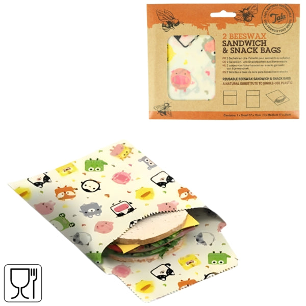 Tala Bienenwachs-Sandwich- und Brotbeutel, 21 cm, 2er-Set