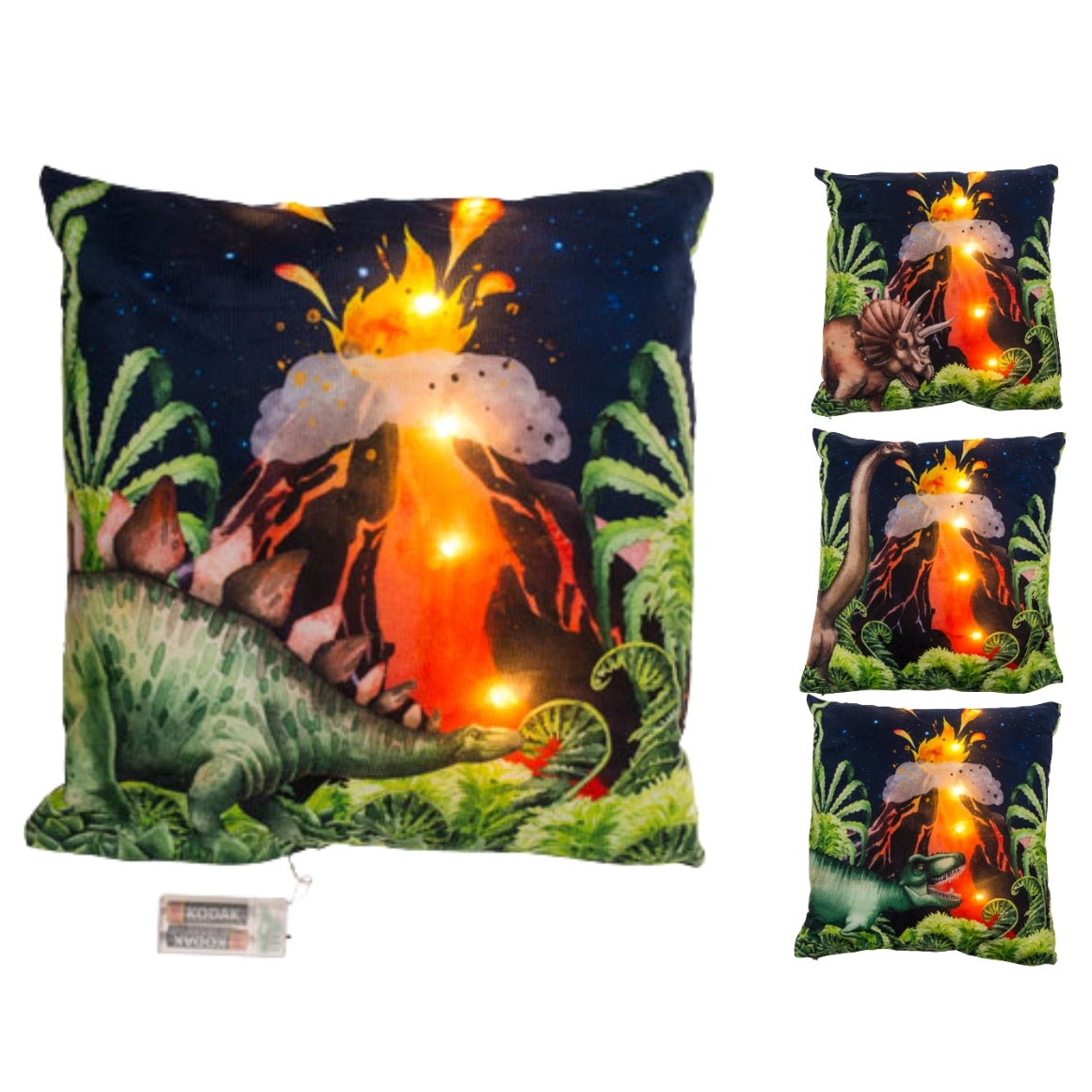 Out Of The Blue Dino Led Battery Operated Cushion 40 X 40 Cm 4 Assorted