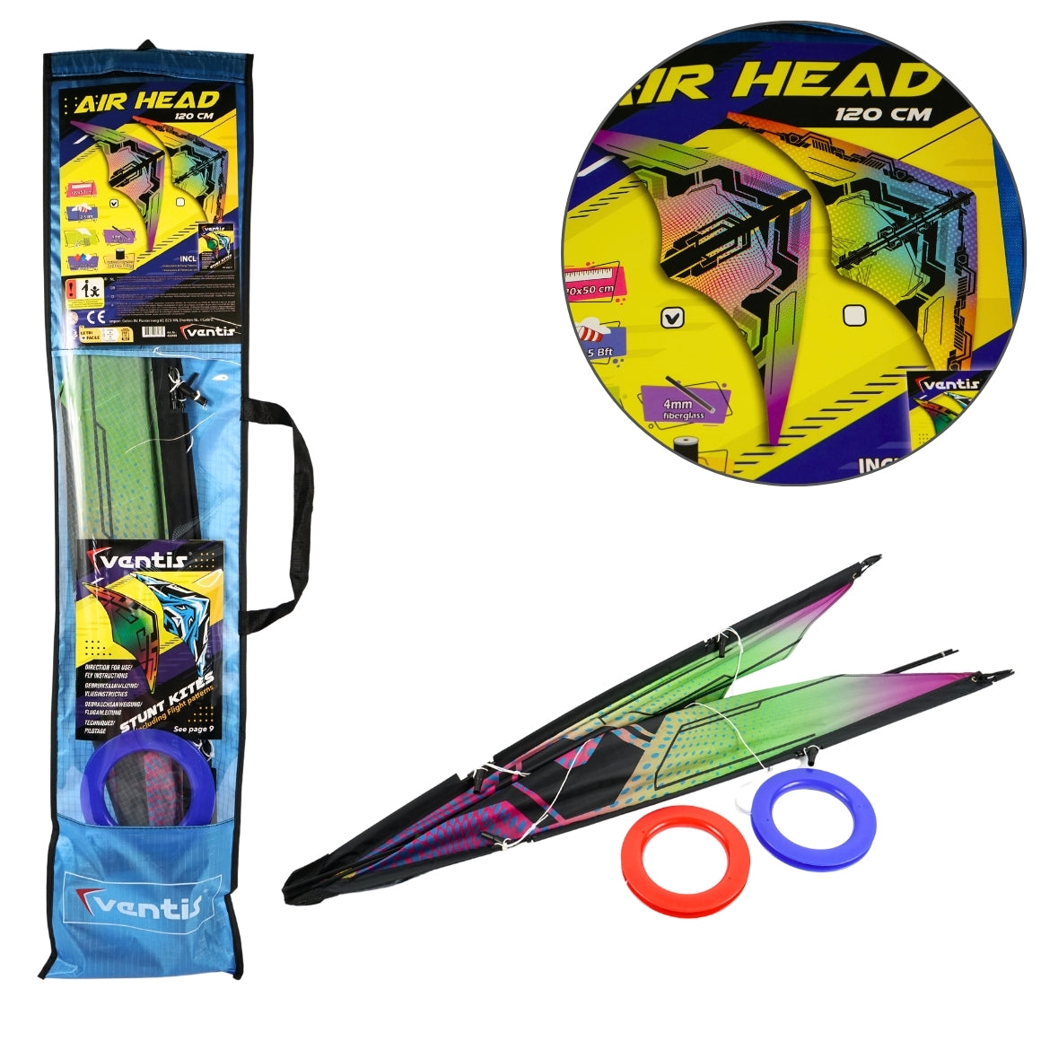 Ventis Air Head Stunt Kite 120 Cm Assorted