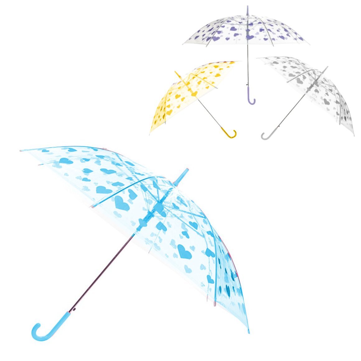 Heart-shaped Umbrella Transparent 71 Cm 3 Assorted