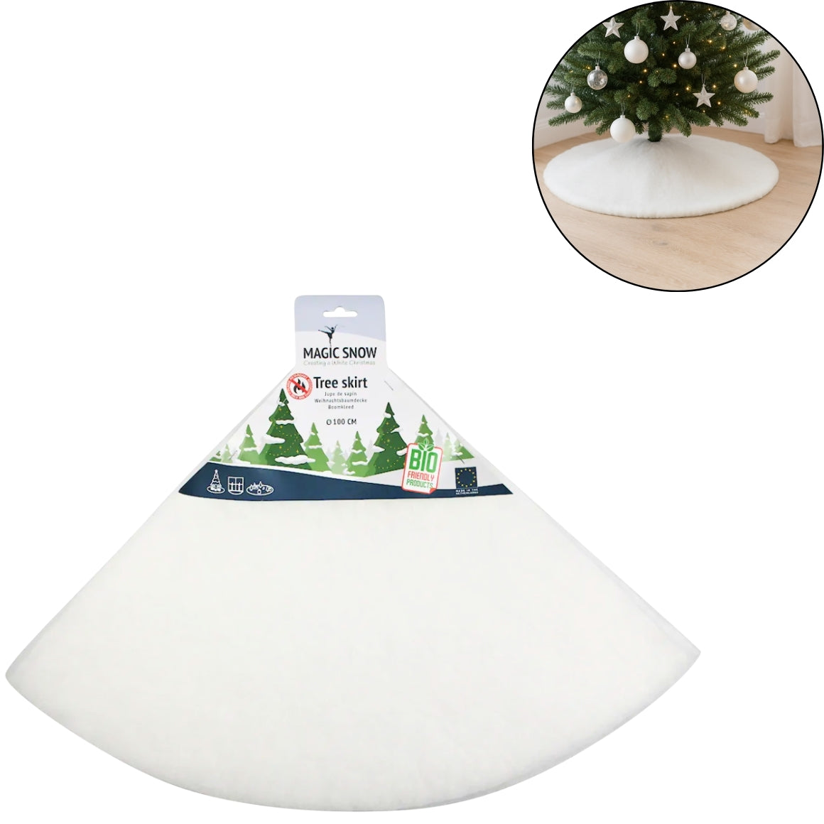 White Christmas Tree Skirt 100 Cm