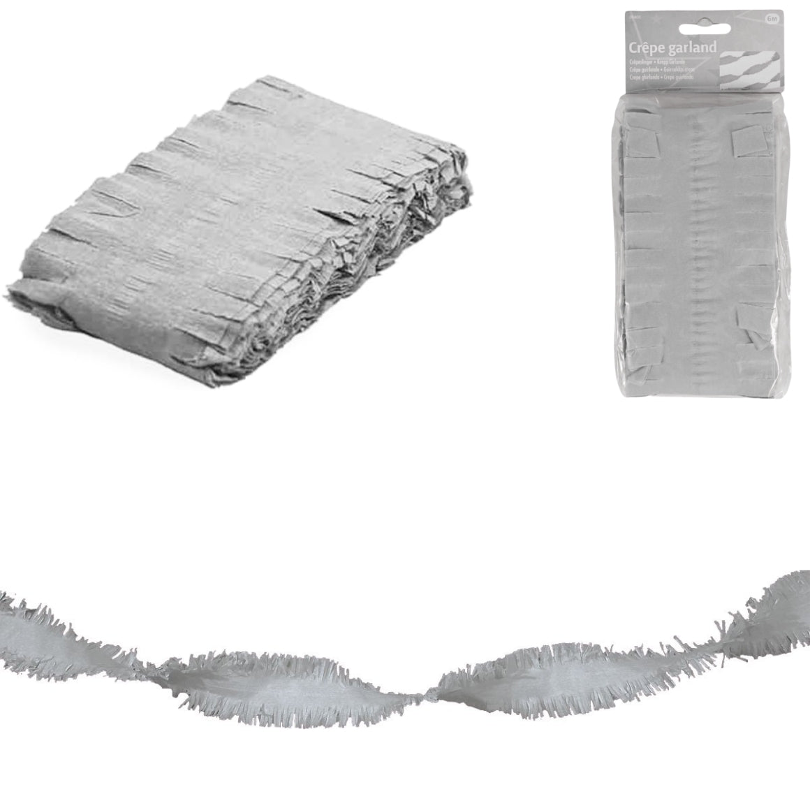 Folat Twist Garland Crepe Paper Silver-colored 6 Meters
