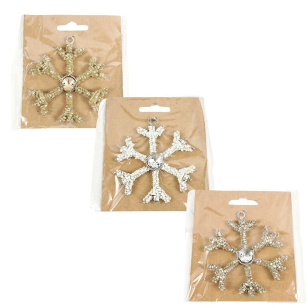 Snowflake Bead Pendant 8 Cm 3 Assorted