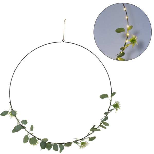 Hanging Decoration Ring Botanical Led Battery Operated 60 Cm