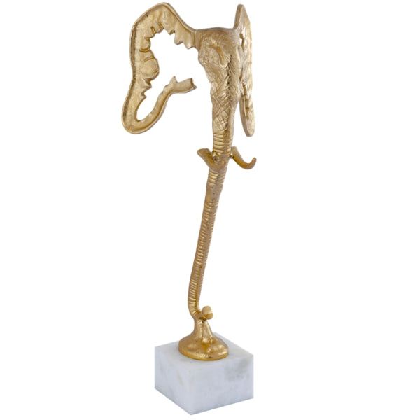 Ptmd Horton Elephant Statue Marble/gold-colored 68 Cm