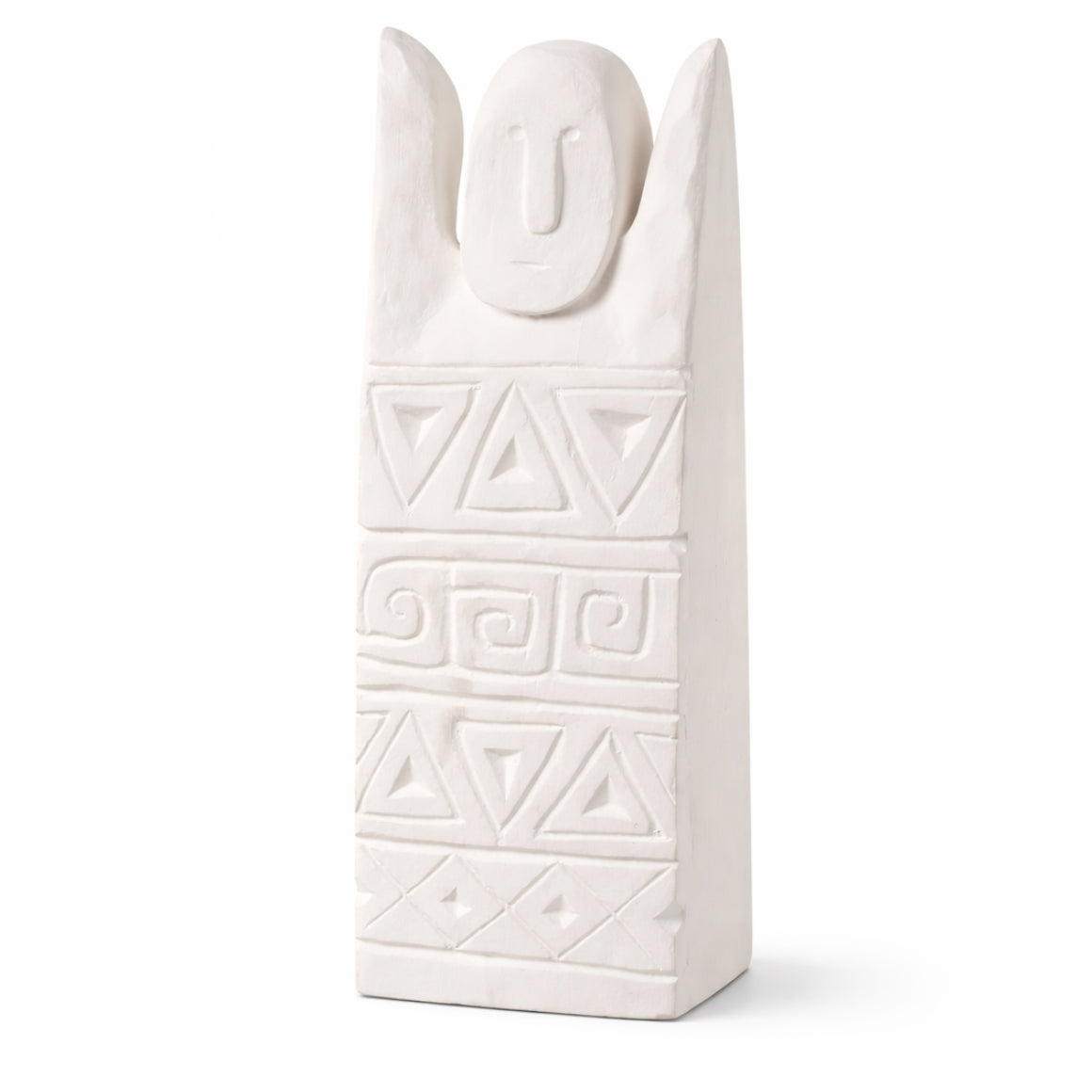 J-line Statue Primitive Happy White Wood 46 Cm