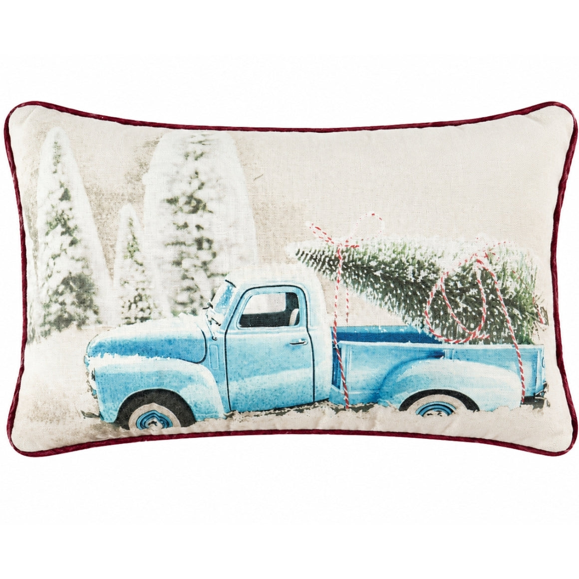 Blue Vintage Pick-up Christmas Cushion 50 X 30 Cm