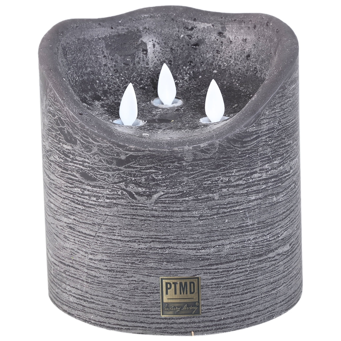 Ptmd Led Battery-operated Pillar Candle Xxl Grey 15 X 15 Cm