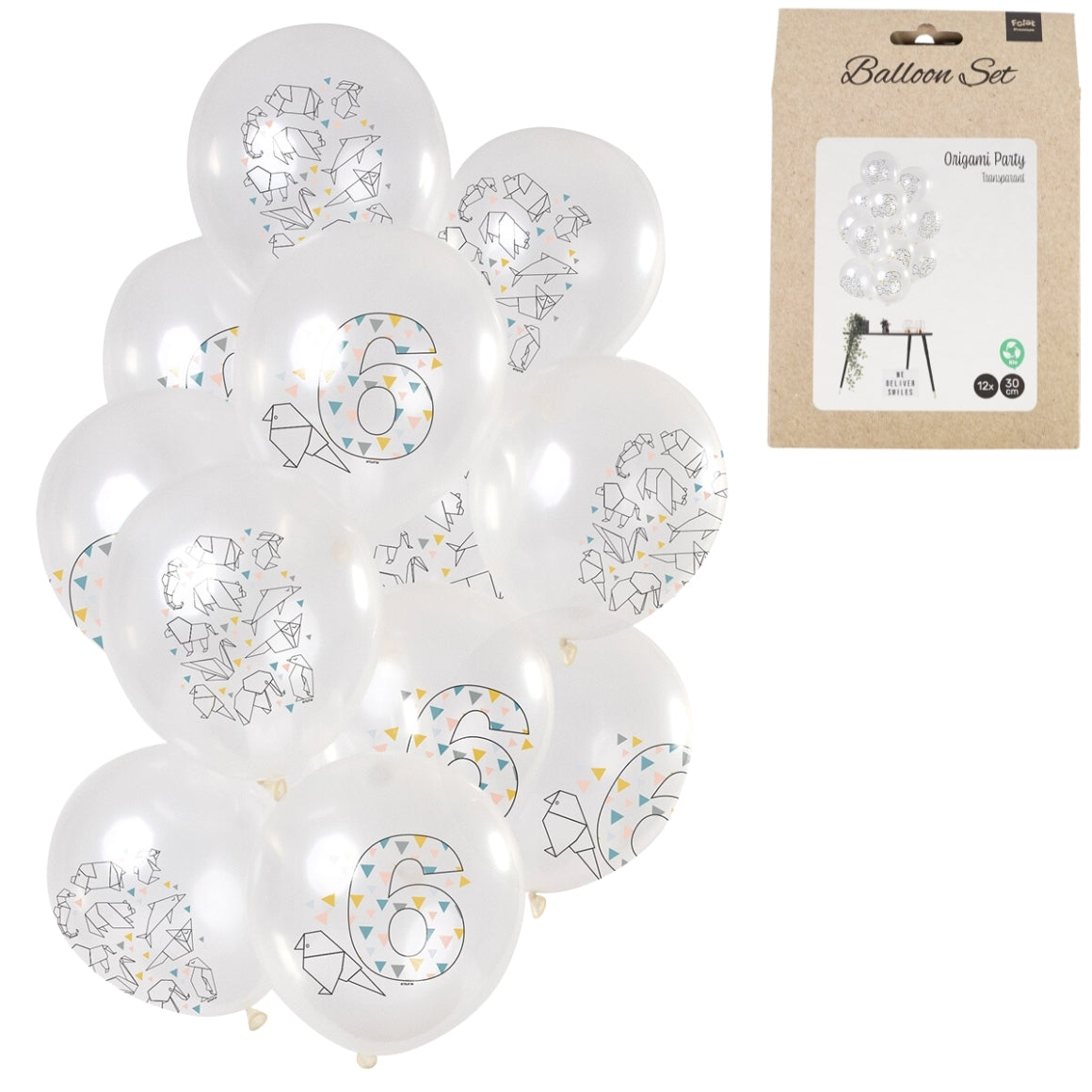 Origami Balloons Number 6 Years 30 Cm Set Of 12