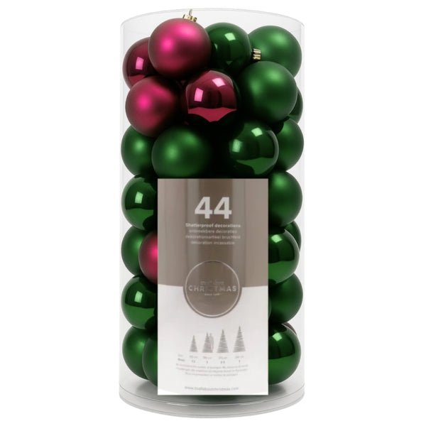 Shatterproof Christmas Baubles Berry 44 Pieces