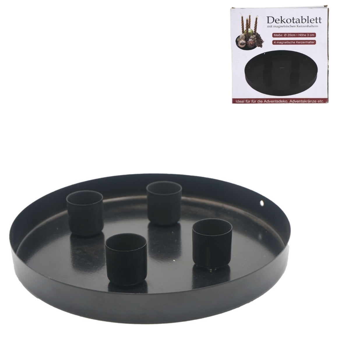 Metal Candle Holder Tray Black 20 Cm